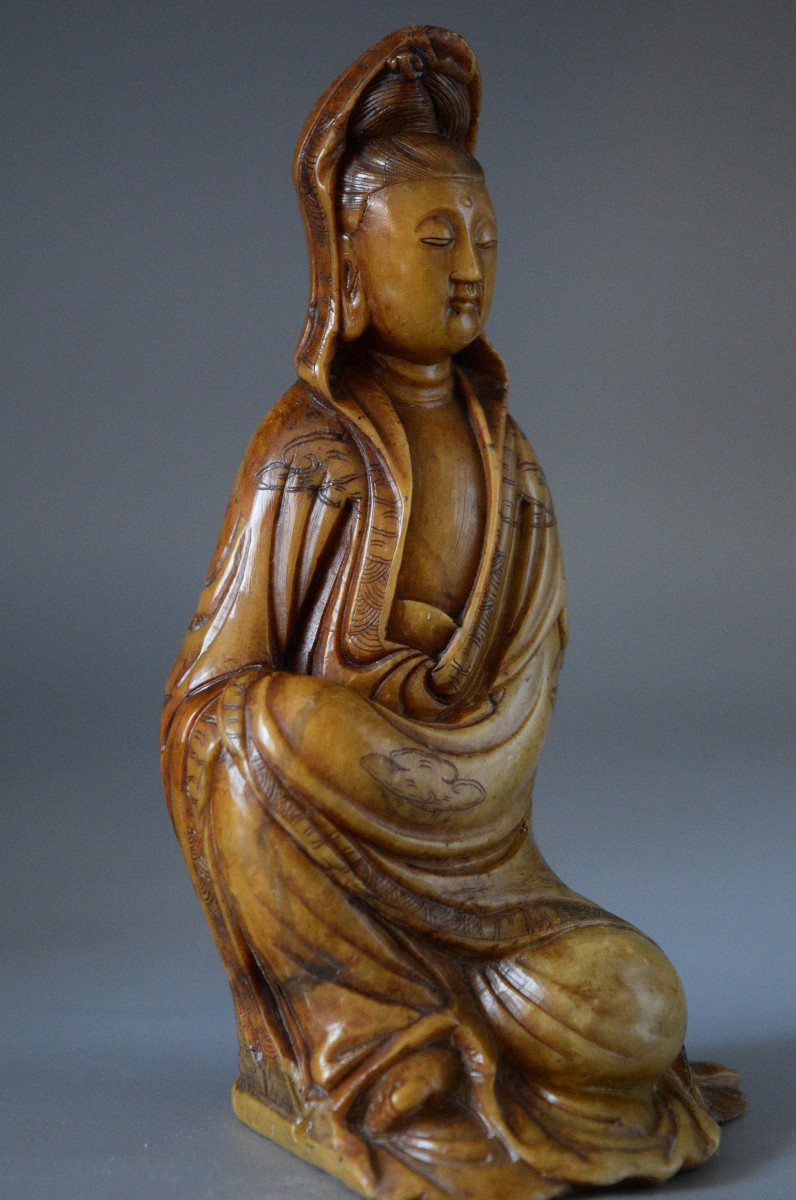 Guanyin Sculpture In Soapstone-photo-1