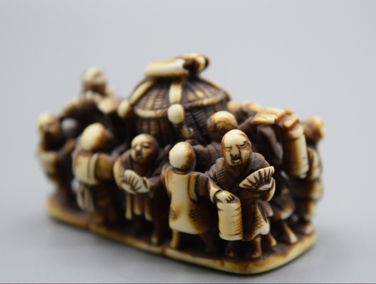 Ivory Netsuke Japanese Festival Scene-photo-6