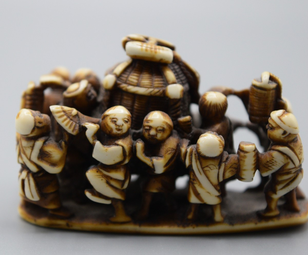 Ivory Netsuke Japanese Festival Scene-photo-7