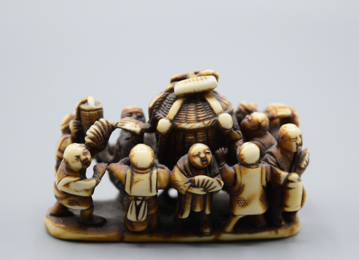 Ivory Netsuke Japanese Festival Scene
