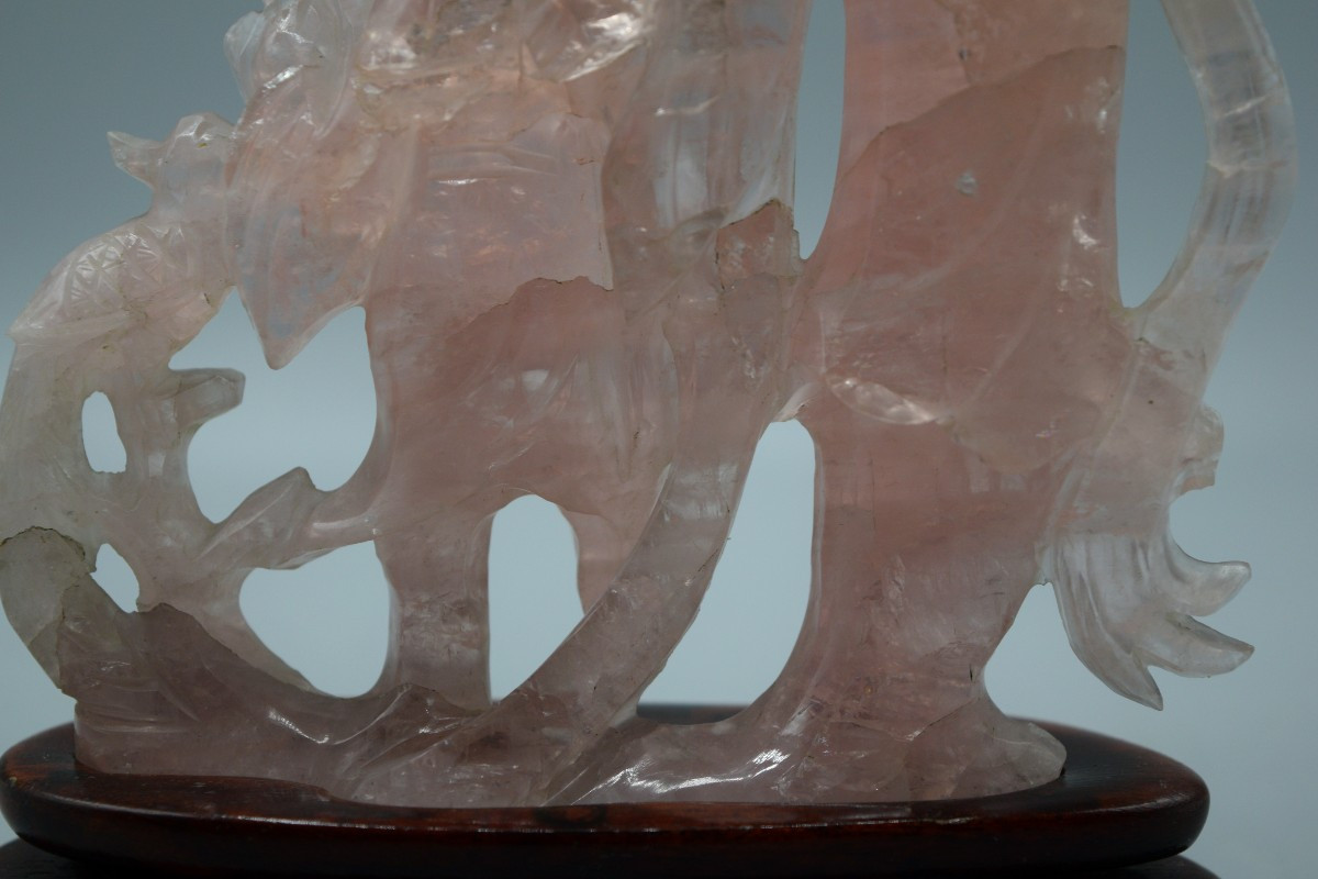 Statue Of A Young Woman And Child In Rose Quartz: A Masterpiece Of Serenity-photo-5