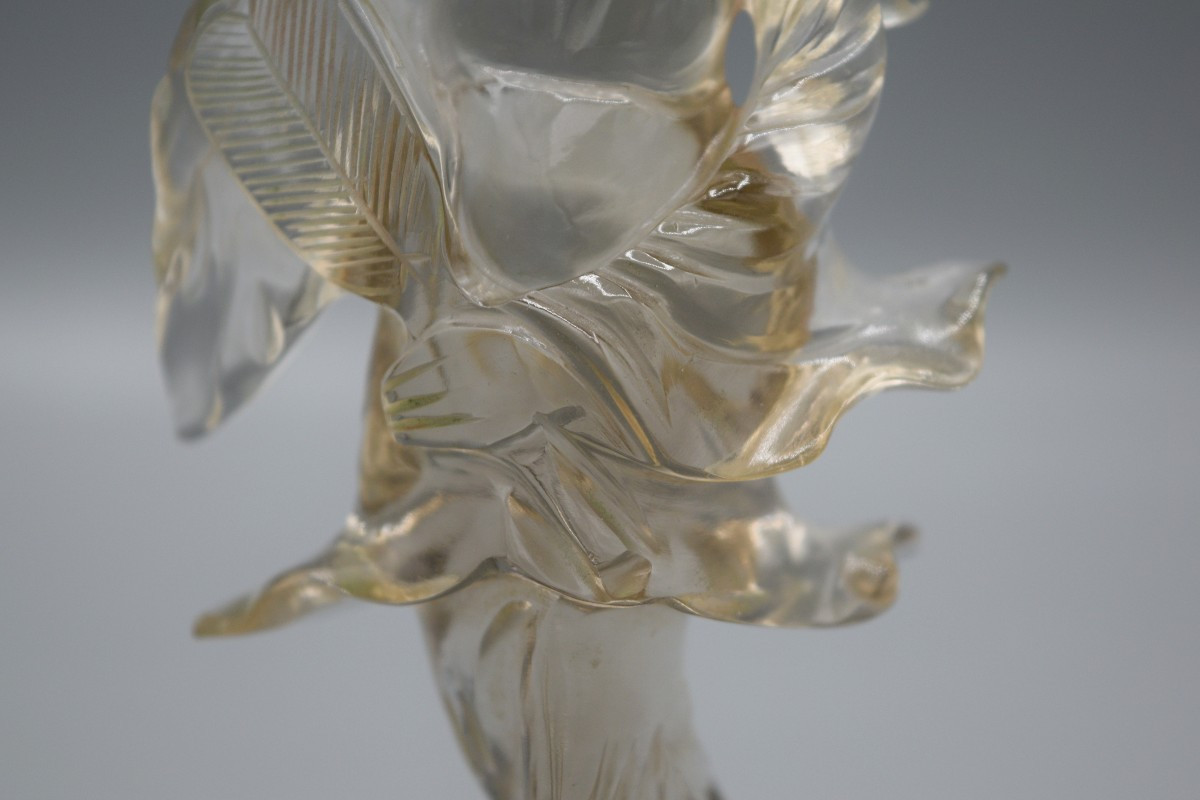 Chinese Figurine In Natural Crystal, 19th Century-photo-5