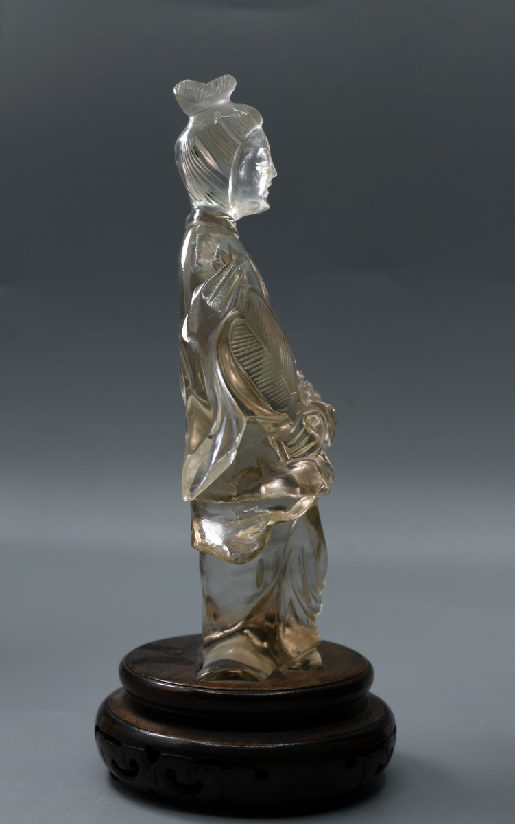 Chinese Figurine In Natural Crystal, 19th Century-photo-1