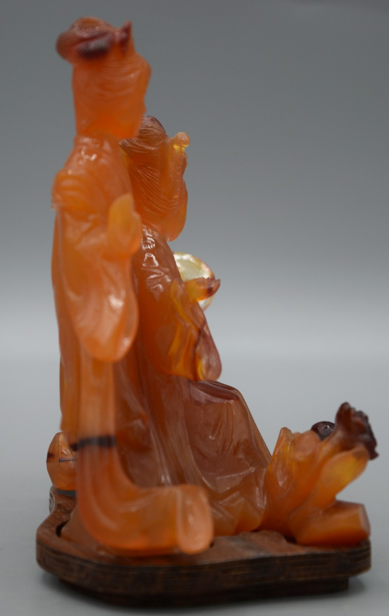 Elegant Vintage Sculpture In Natural Agate Of Two Young Women-photo-1