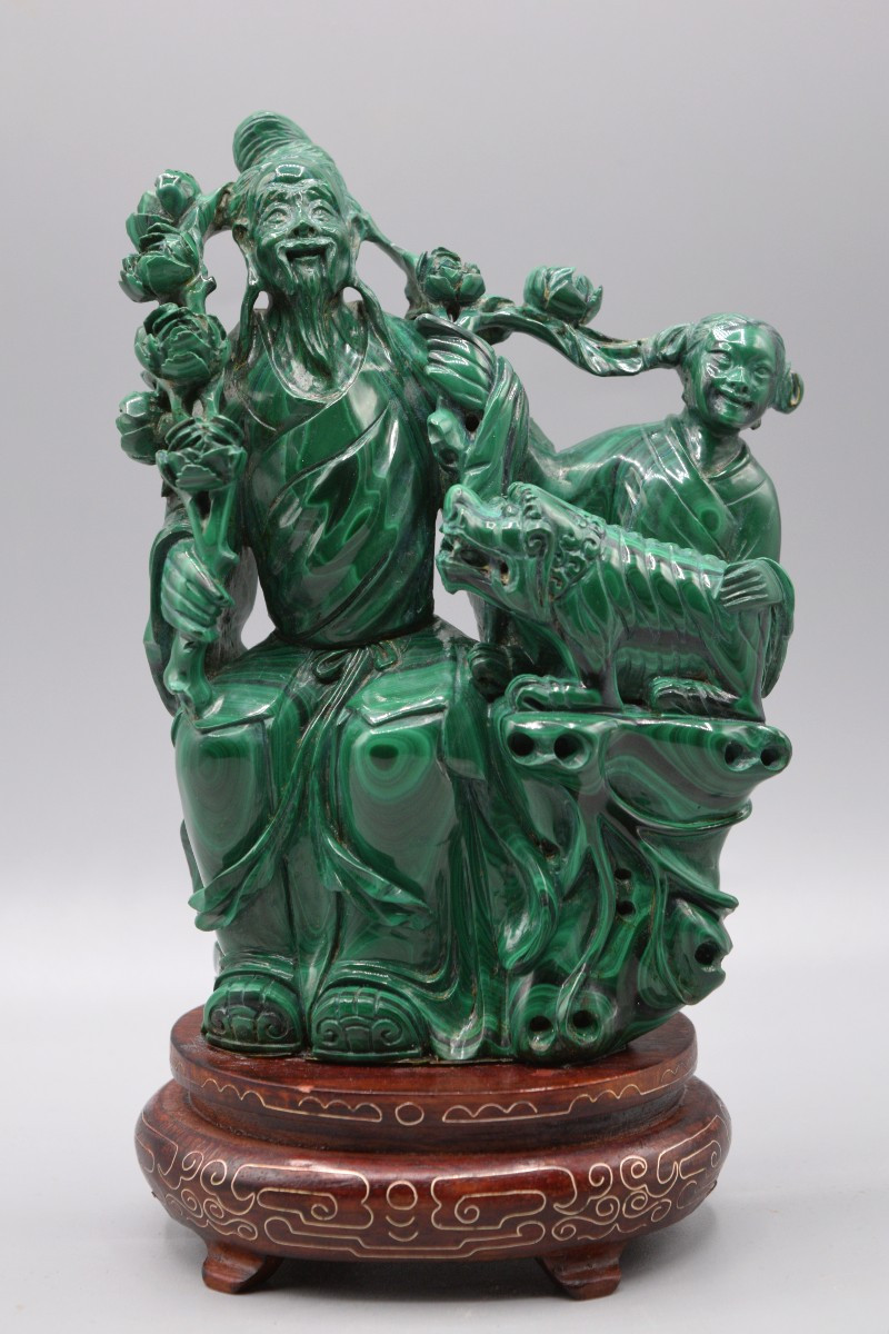 Important Group In Carved Malachite – China, Mid-20th Century