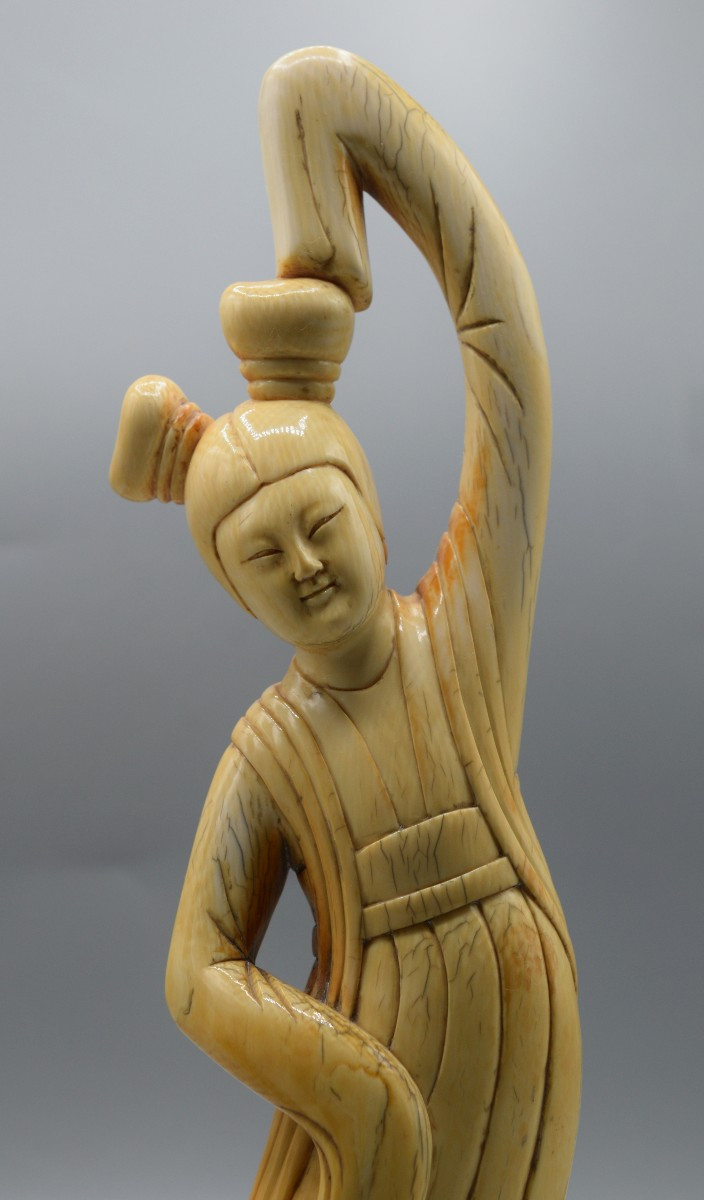 Paire de statuettes en ivoire sculpté Dynastie Qing CHINE-photo-3