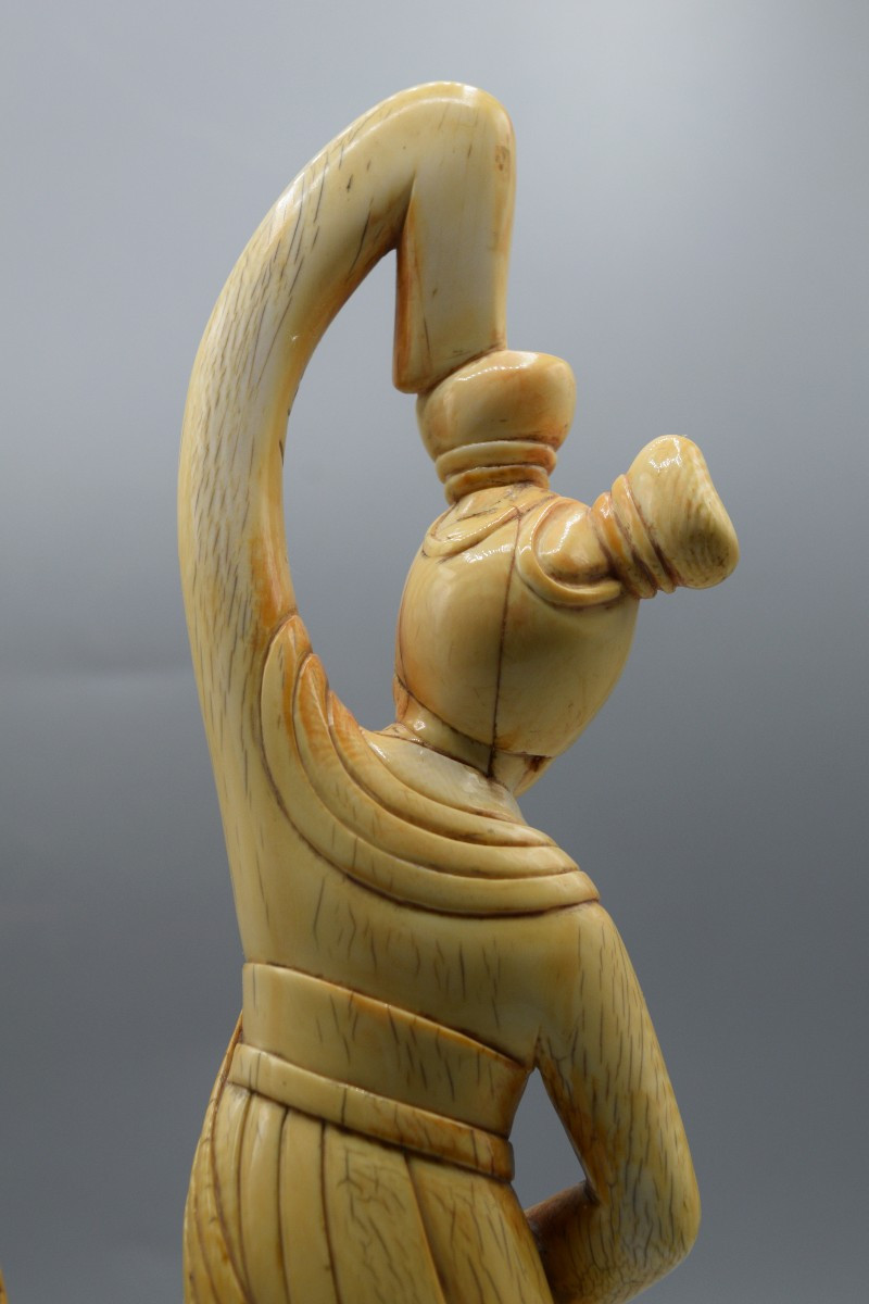 Paire de statuettes en ivoire sculpté Dynastie Qing CHINE-photo-6