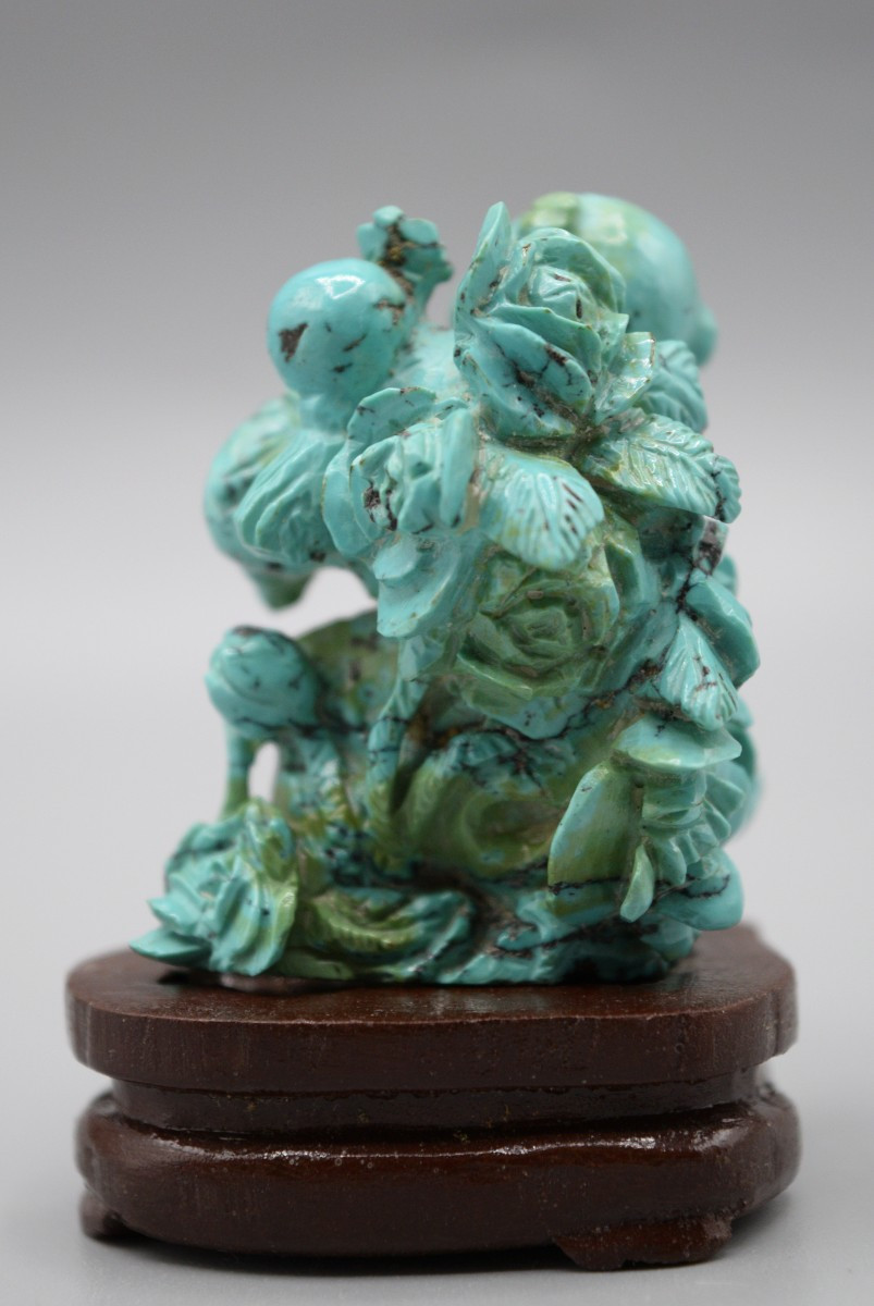 Child With Peonies In Chinese Turquoise, Circa 1900-photo-4