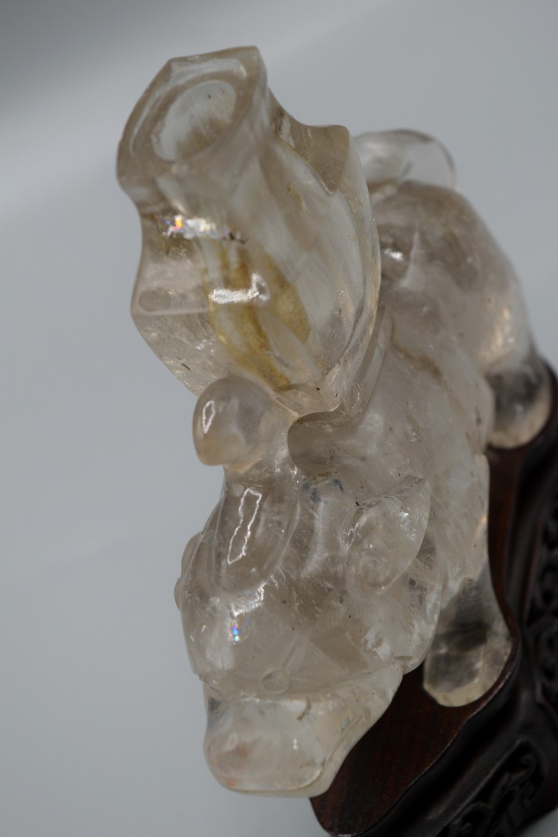 Pig Sculpture In A Jar — Rock Crystal (qing Dynasty)-photo-3