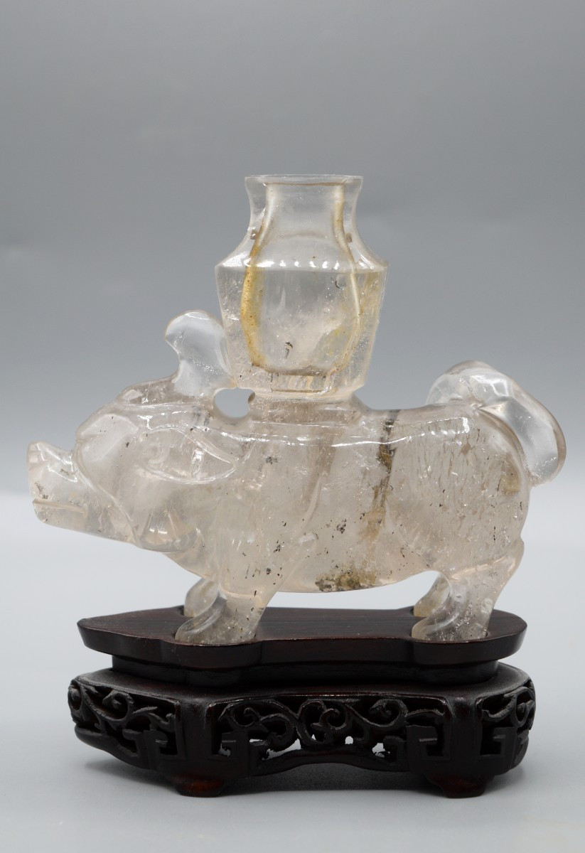 Pig Sculpture In A Jar — Rock Crystal (qing Dynasty)