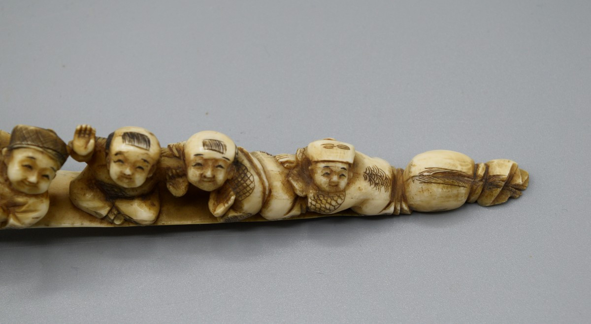 Okimono aux sept Karako et à la Carpe Japon, XIXe siècle-photo-4