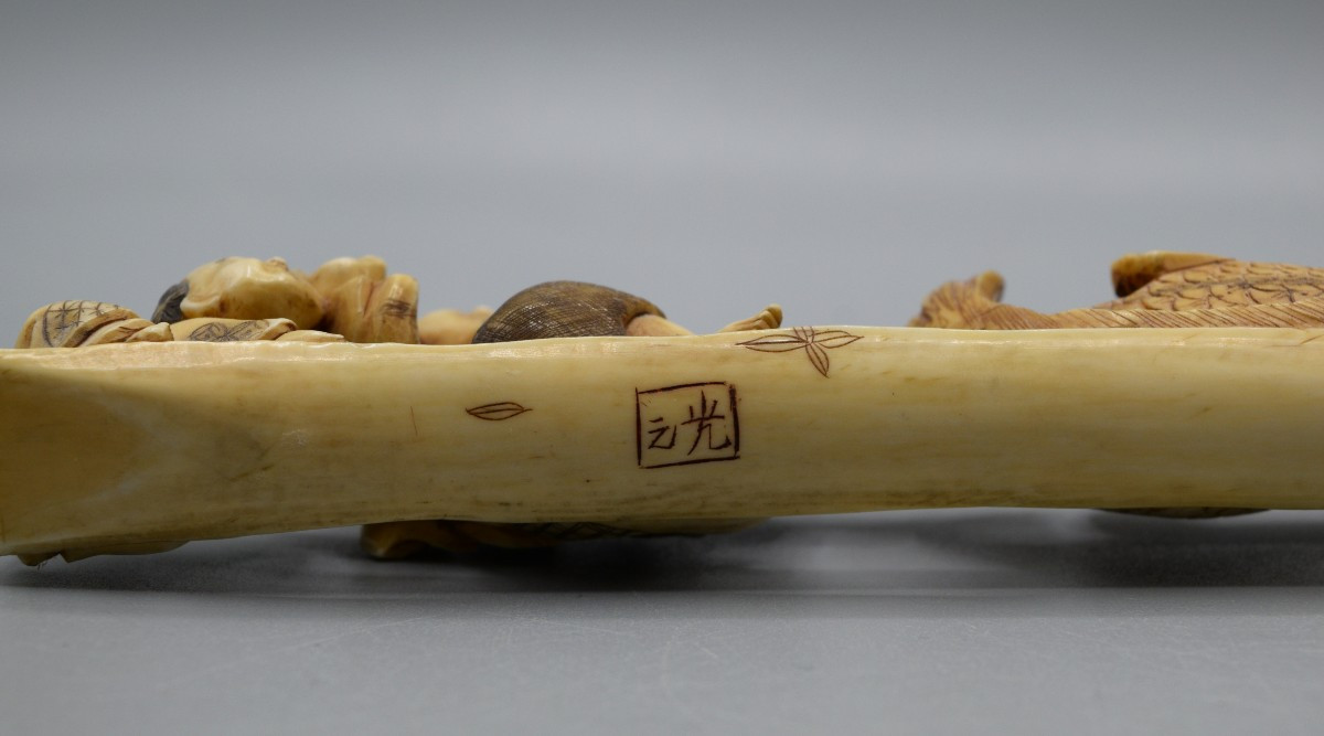 Okimono aux sept Karako et à la Carpe Japon, XIXe siècle-photo-8