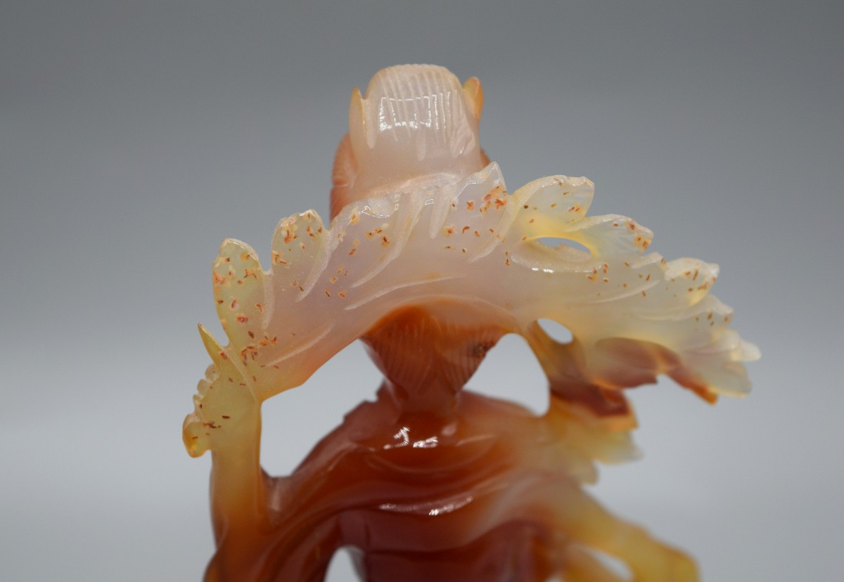 Carnelian Agate Figurine Of A Lady With A Basket, Qing Dynasty / Republic-photo-4