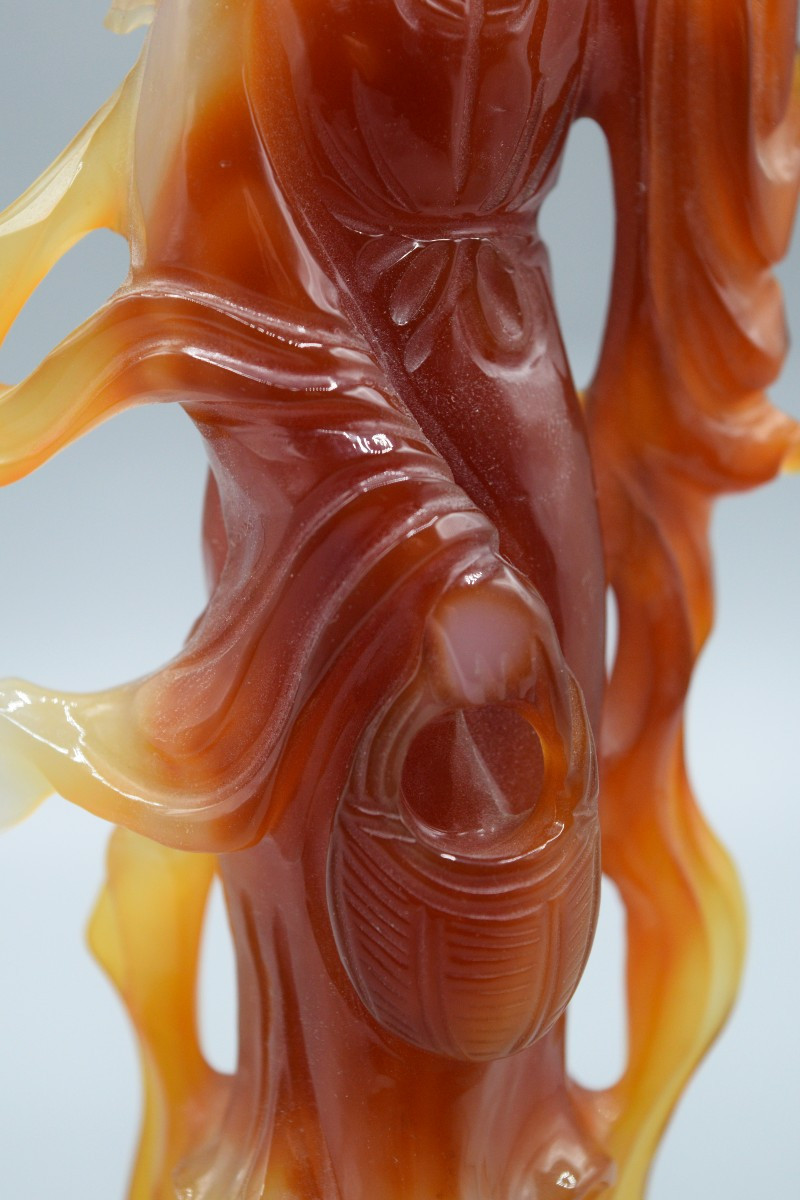 Carnelian Agate Figurine Of A Lady With A Basket, Qing Dynasty / Republic-photo-6