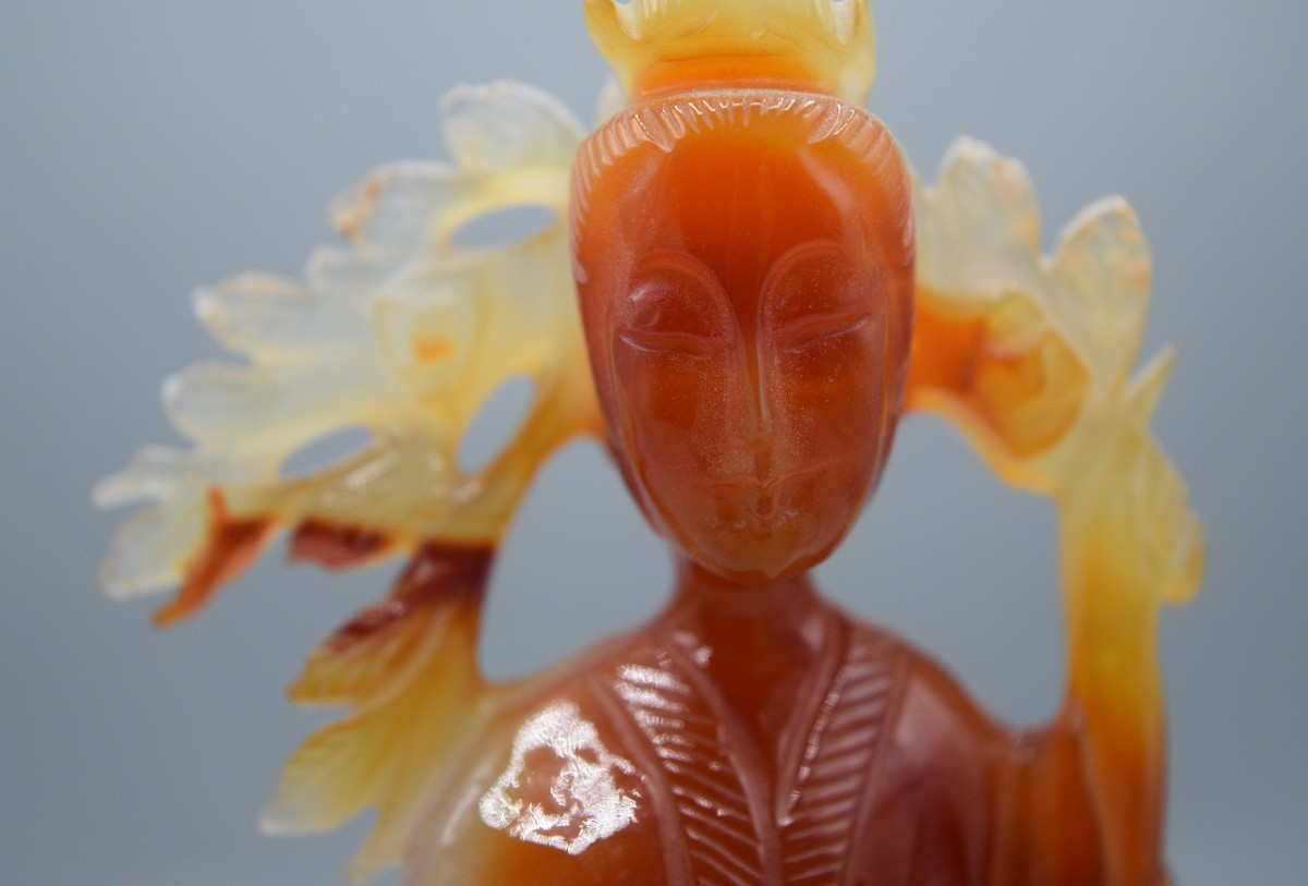 Carnelian Agate Figurine Of A Lady With A Basket, Qing Dynasty / Republic-photo-7