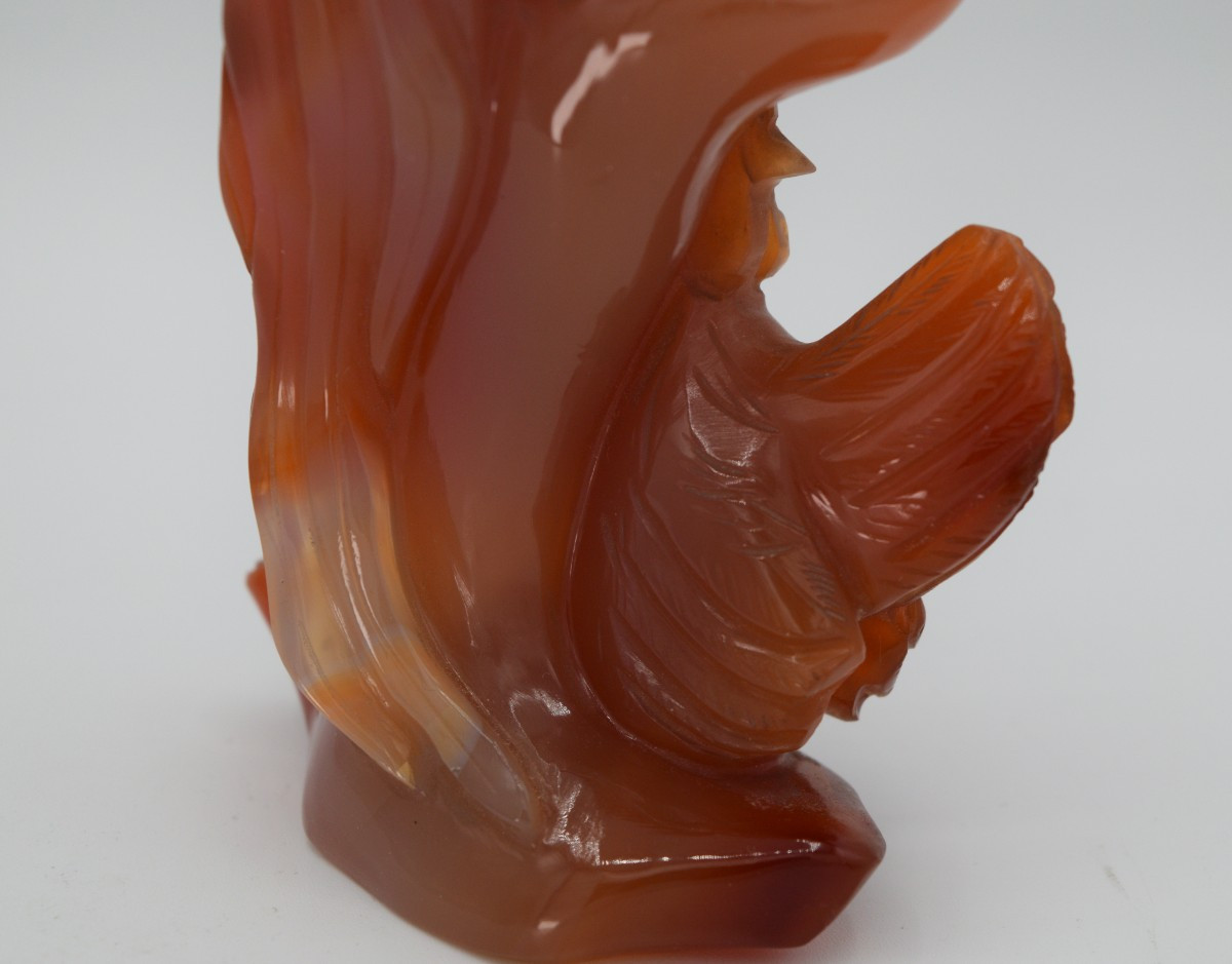 Sculpture Chinoise en Cornaline : Duo de Coqs-photo-2