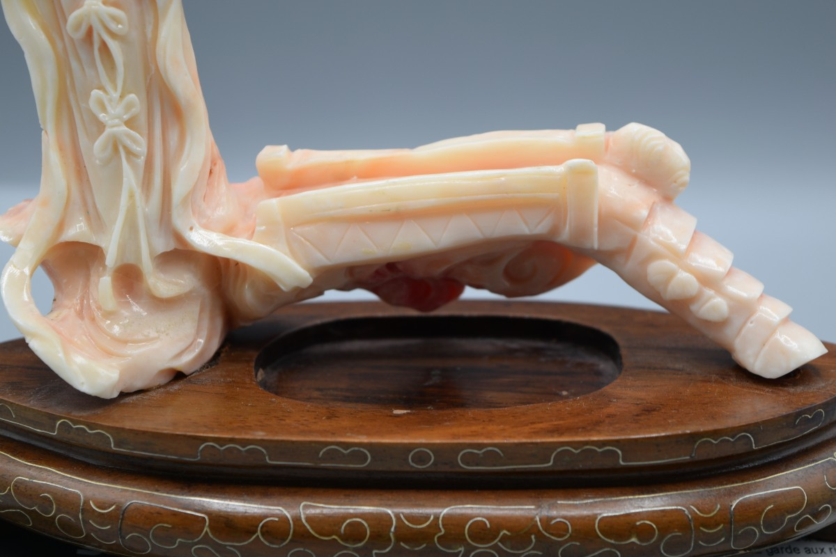 Chinese Natural Coral Statuette - Mid-20th Century-photo-4