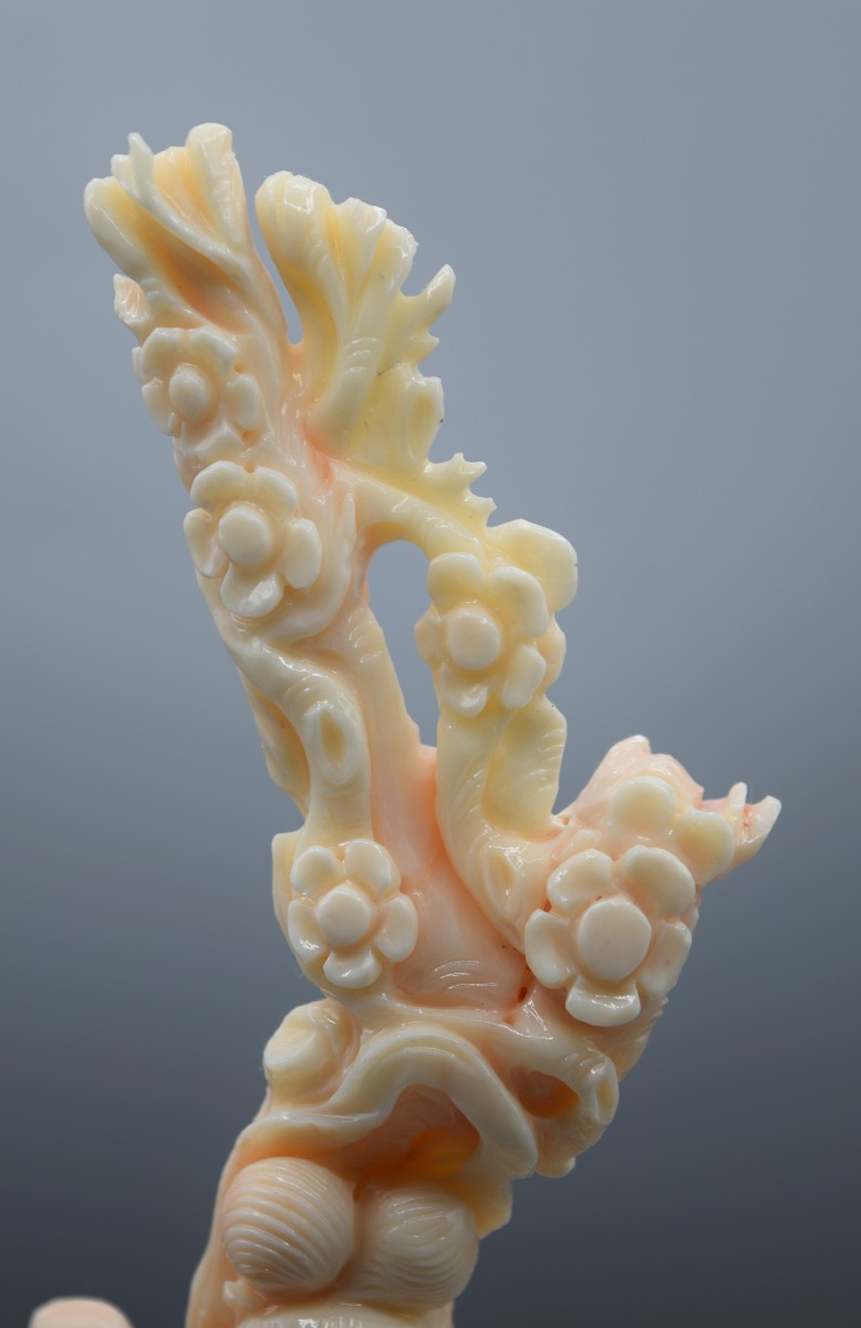 Chinese Natural Coral Statuette - Mid-20th Century-photo-1
