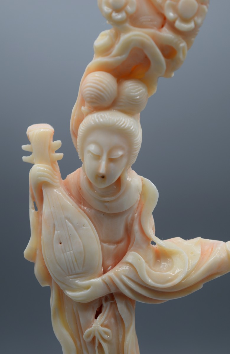 Chinese Natural Coral Statuette - Mid-20th Century-photo-2
