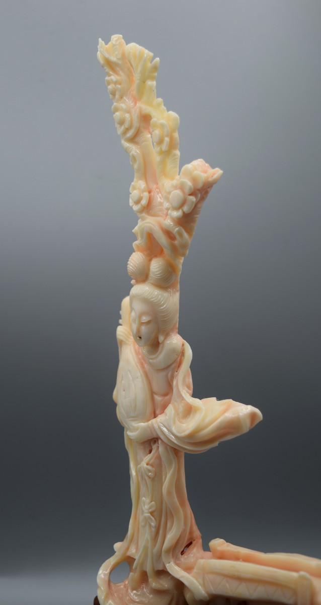 Chinese Natural Coral Statuette - Mid-20th Century-photo-8