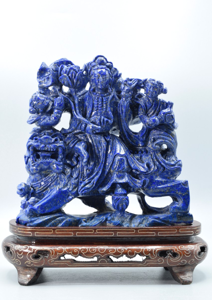Sculpture de Guanyin en Lapis-Lazuli -photo-2