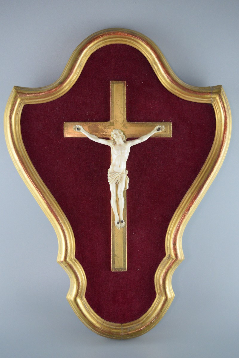 Ivory Crucifix On Velvet Background