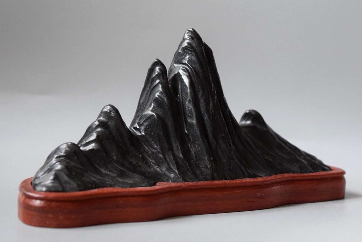 Pierre de scholar en forme de paysage montagneux – Suiseki-photo-3