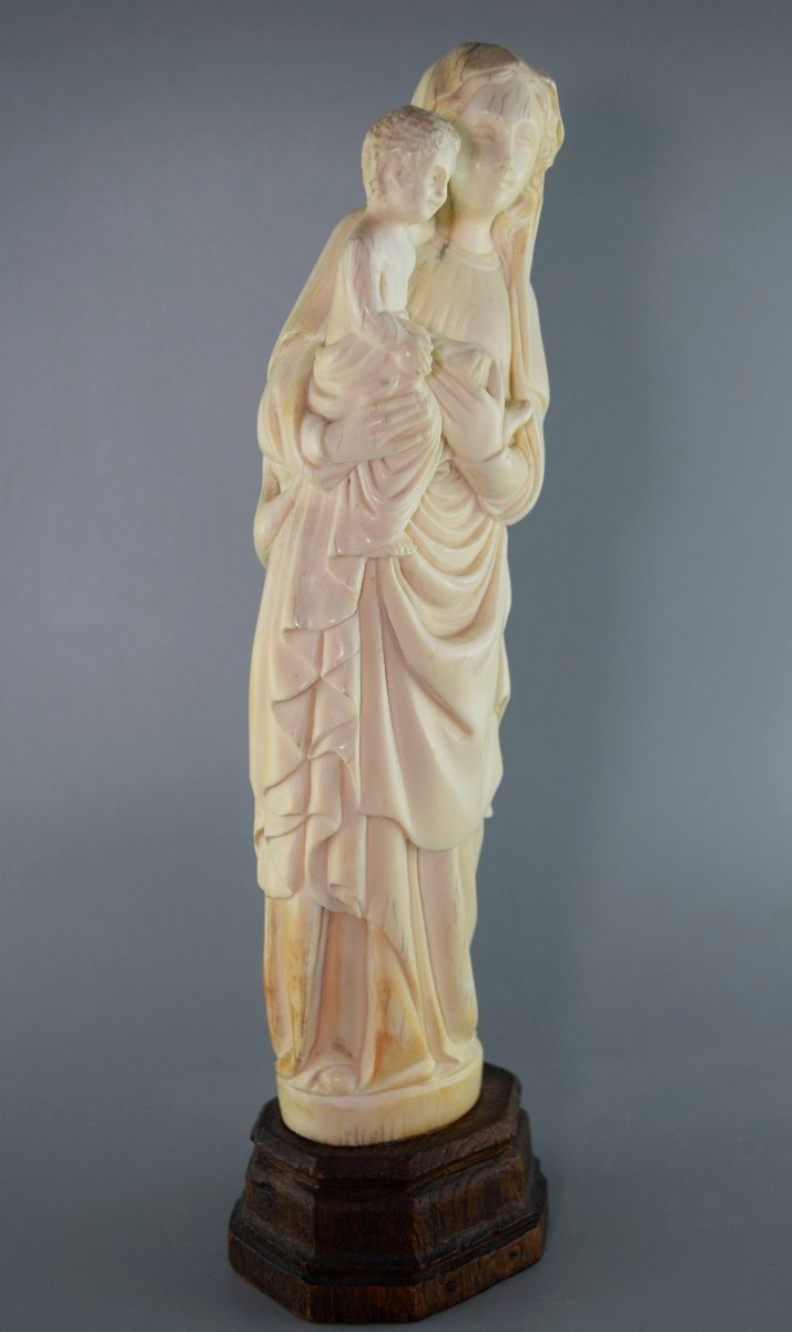 Vierge à l’Enfant en ivoire – France, XIXe siècle, vers 1820–1880 – H. 30 cm-photo-2