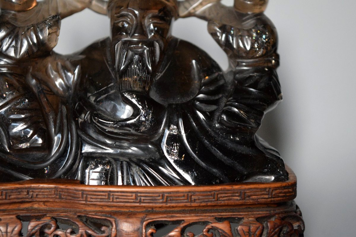Sculpture chinoise en quartz fumé (Cairngorm) – Fin du XIXe-photo-4