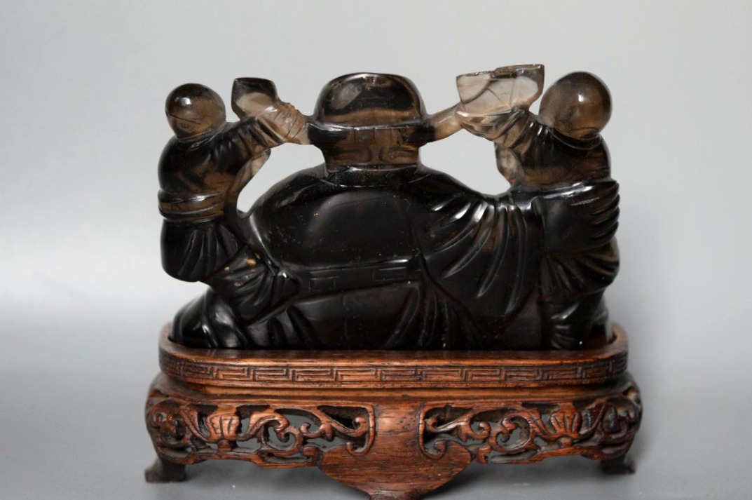 Sculpture chinoise en quartz fumé (Cairngorm) – Fin du XIXe-photo-3