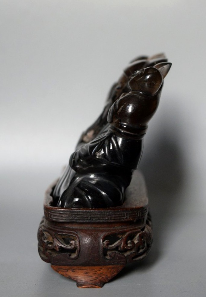 Sculpture chinoise en quartz fumé (Cairngorm) – Fin du XIXe-photo-4