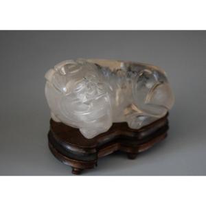 Sculpture de Qilin couché en cristal de roche  Chine, fin XIXe siècle