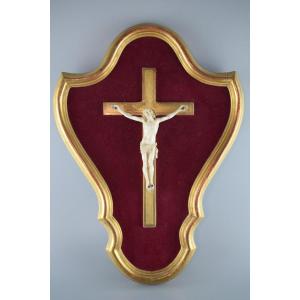 Ivory Crucifix On Velvet Background