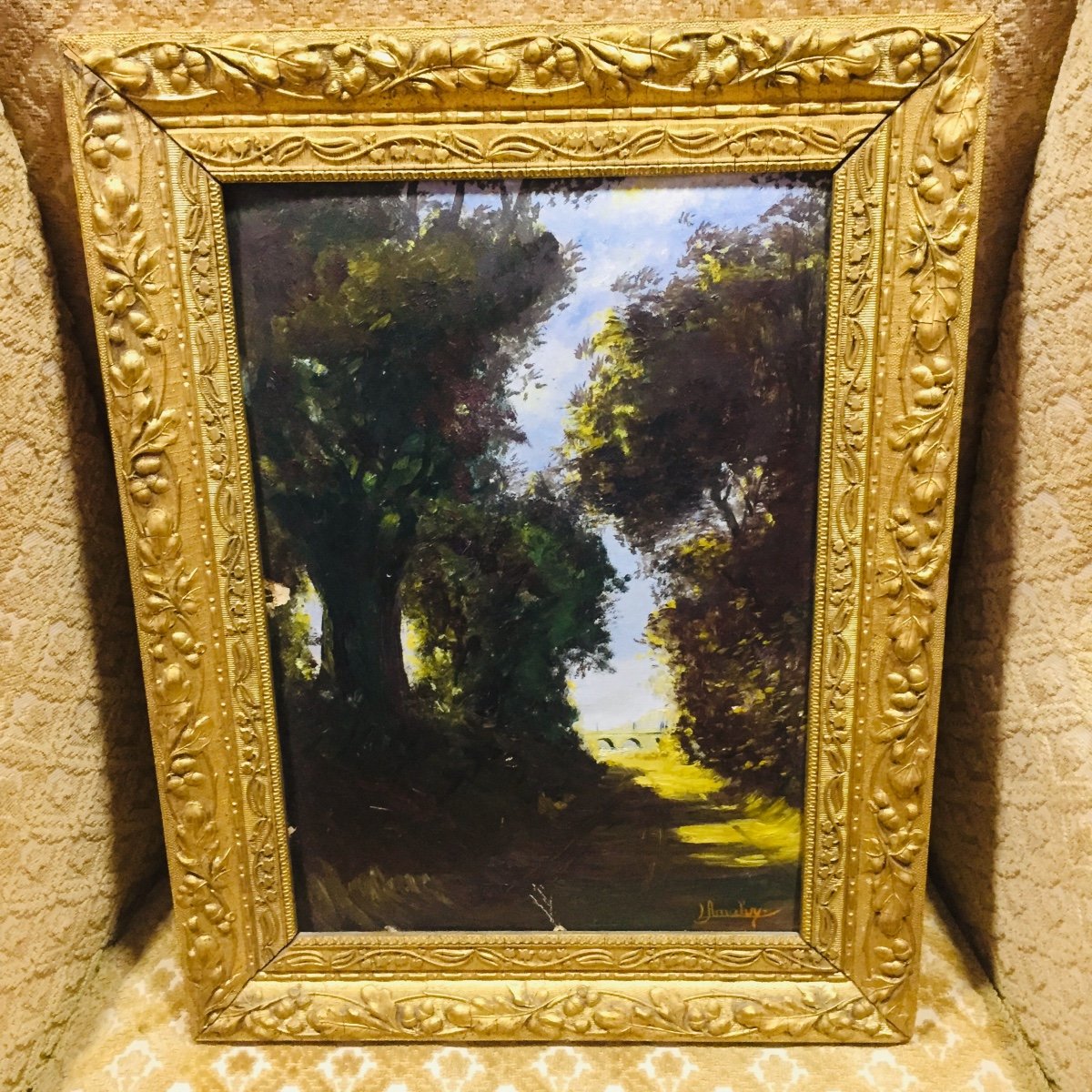 Landscape Painting At The Viaduct Signed Louis Amalvy