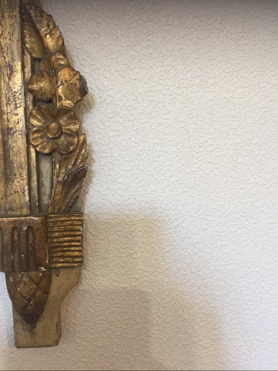 Miroir à fronton en Bois Doré Et Laqué époque 18 éme Siècle -photo-3