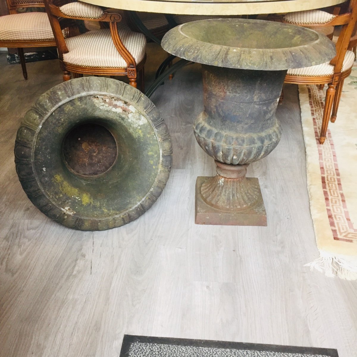 Importante Paire De Vases De Parc En Fonte 19 éme Siècle -photo-2