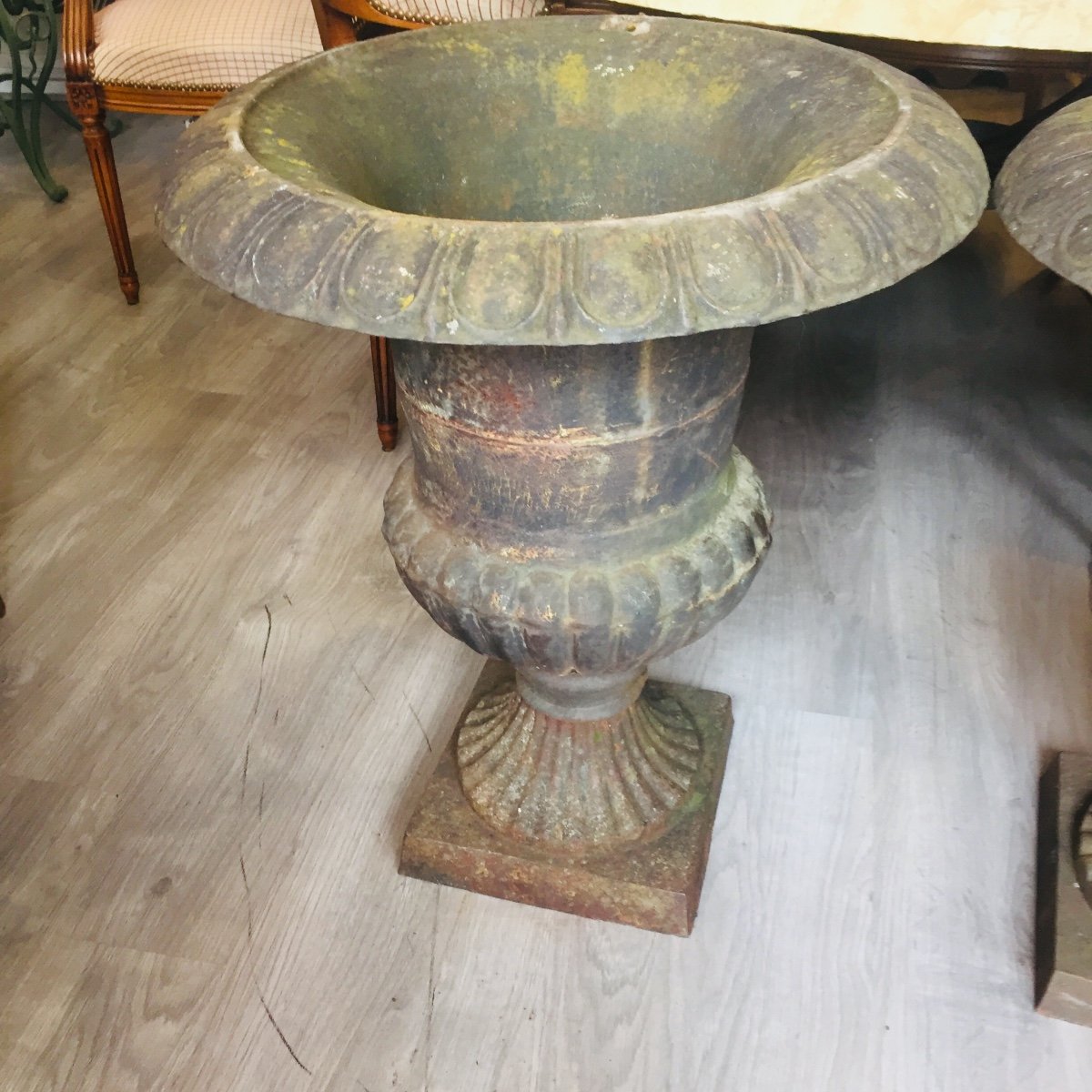 Importante Paire De Vases De Parc En Fonte 19 éme Siècle -photo-4