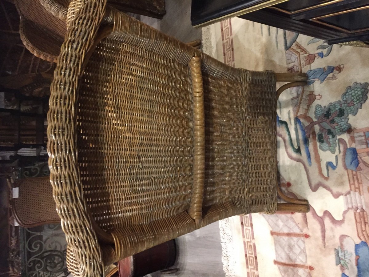 Pair Of Rattan And Bamboo Wingback Chairs From The 60s-photo-4