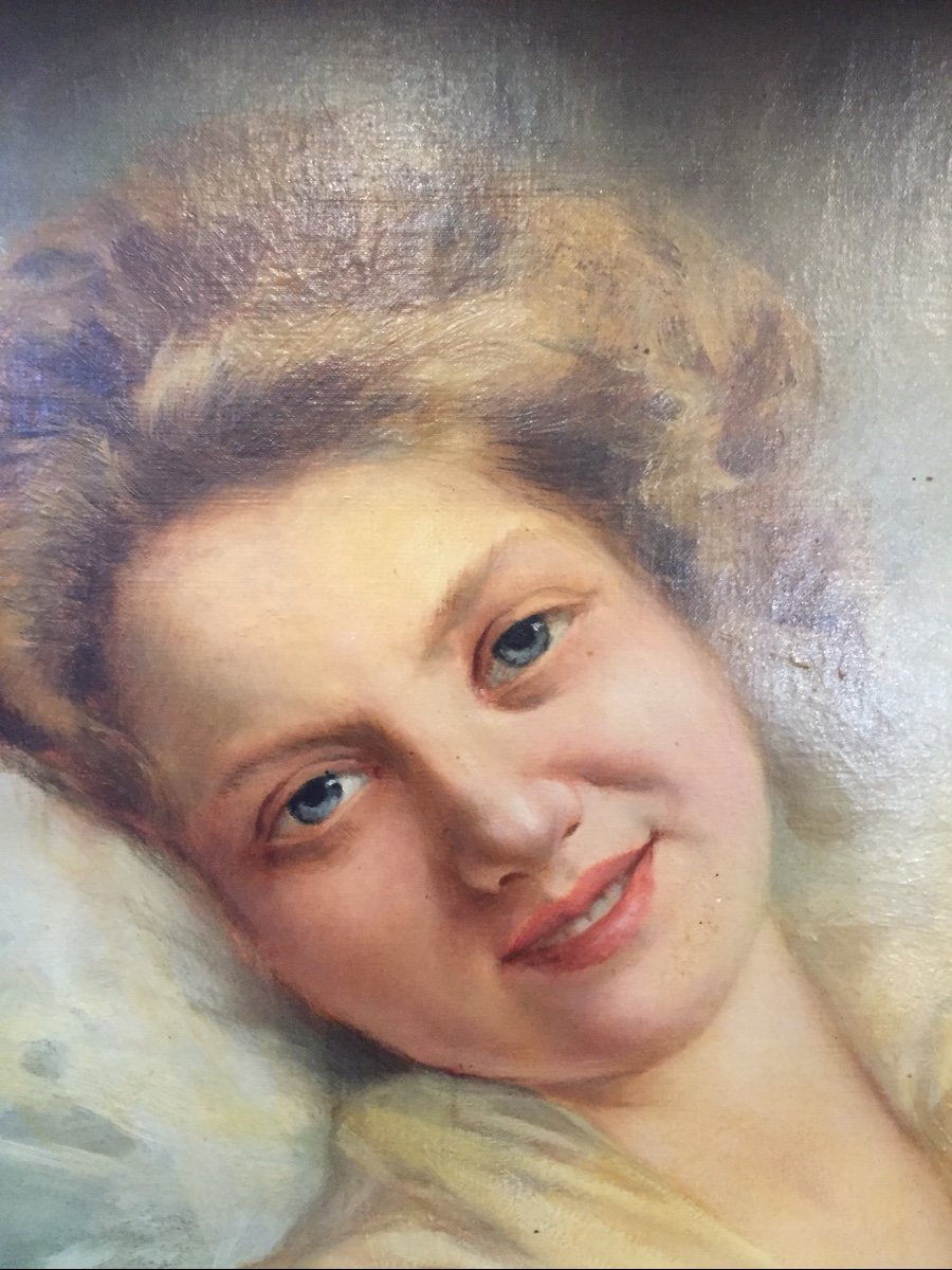 Tableau Huile Sur Toile Buste De Femme Par Louis  Perrey  -photo-5