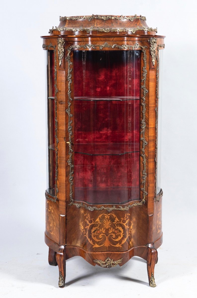 Very Beautiful Louis XV Style Display Cabinet 19th Century Curved 