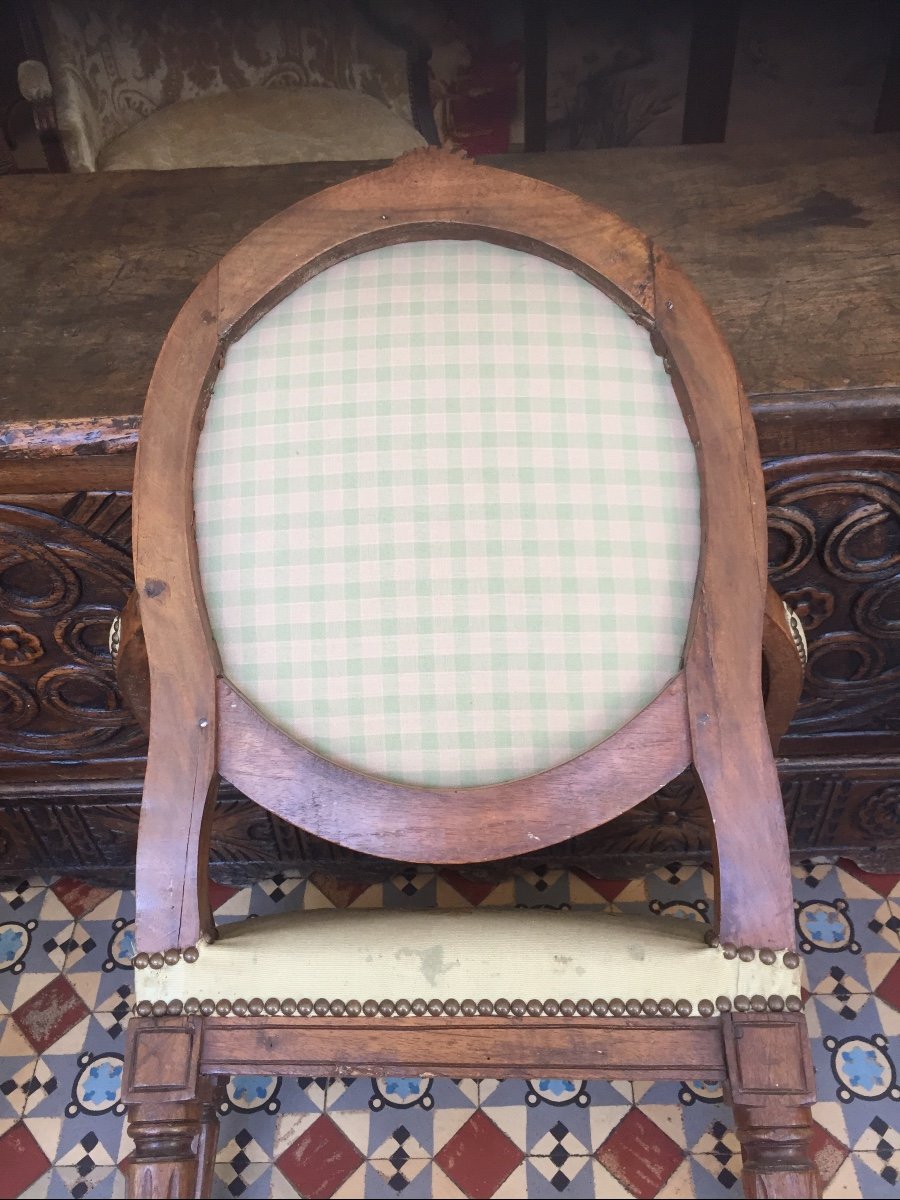 Louis XVI Period Armchair With Small Dots Tapestry -photo-1