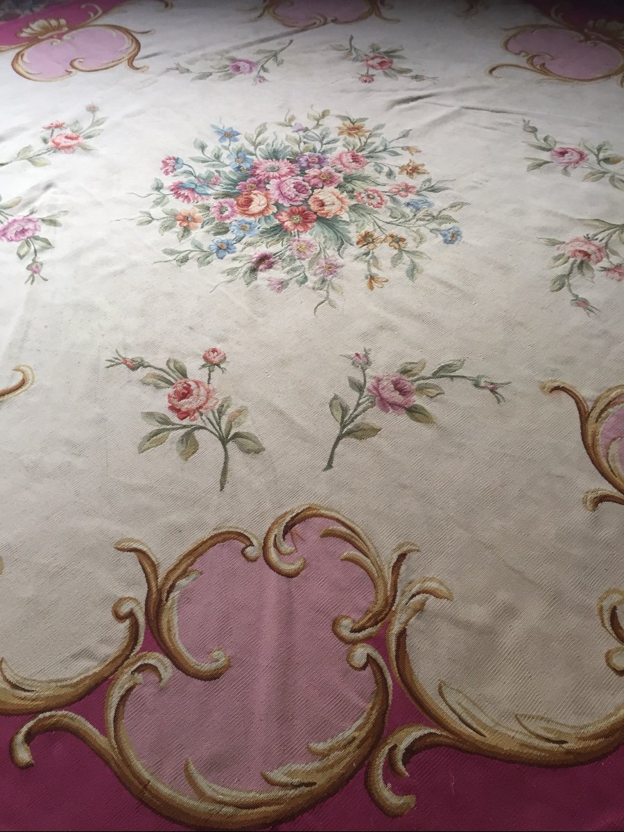 Large Round Aubusson Rug 19th Century -photo-2
