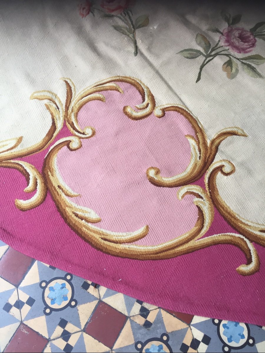 Large Round Aubusson Rug 19th Century -photo-3