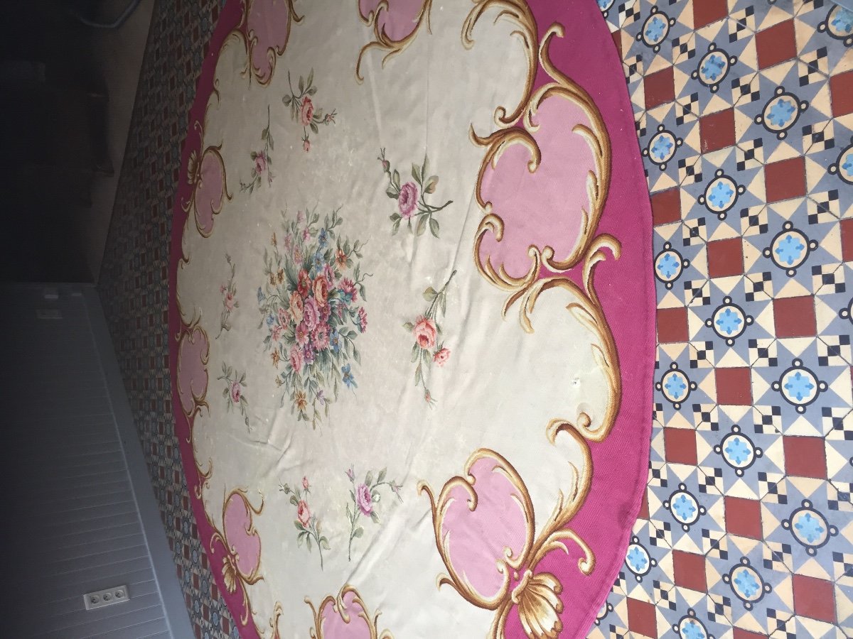 Large Round Aubusson Rug 19th Century -photo-5