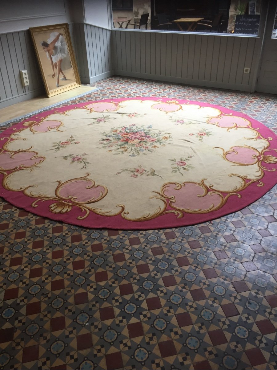 Large Round Aubusson Rug 19th Century 