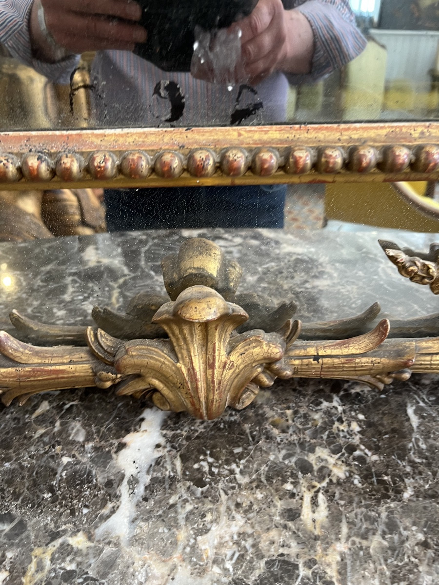 Miroir à parecloses  en bois doré Style Louis XV 19 éme siècle -photo-3