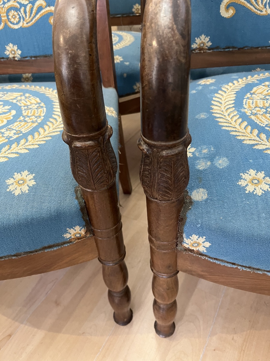 Set Of 4 Mahogany Armchairs, Restoration Period, 19th Century -photo-4