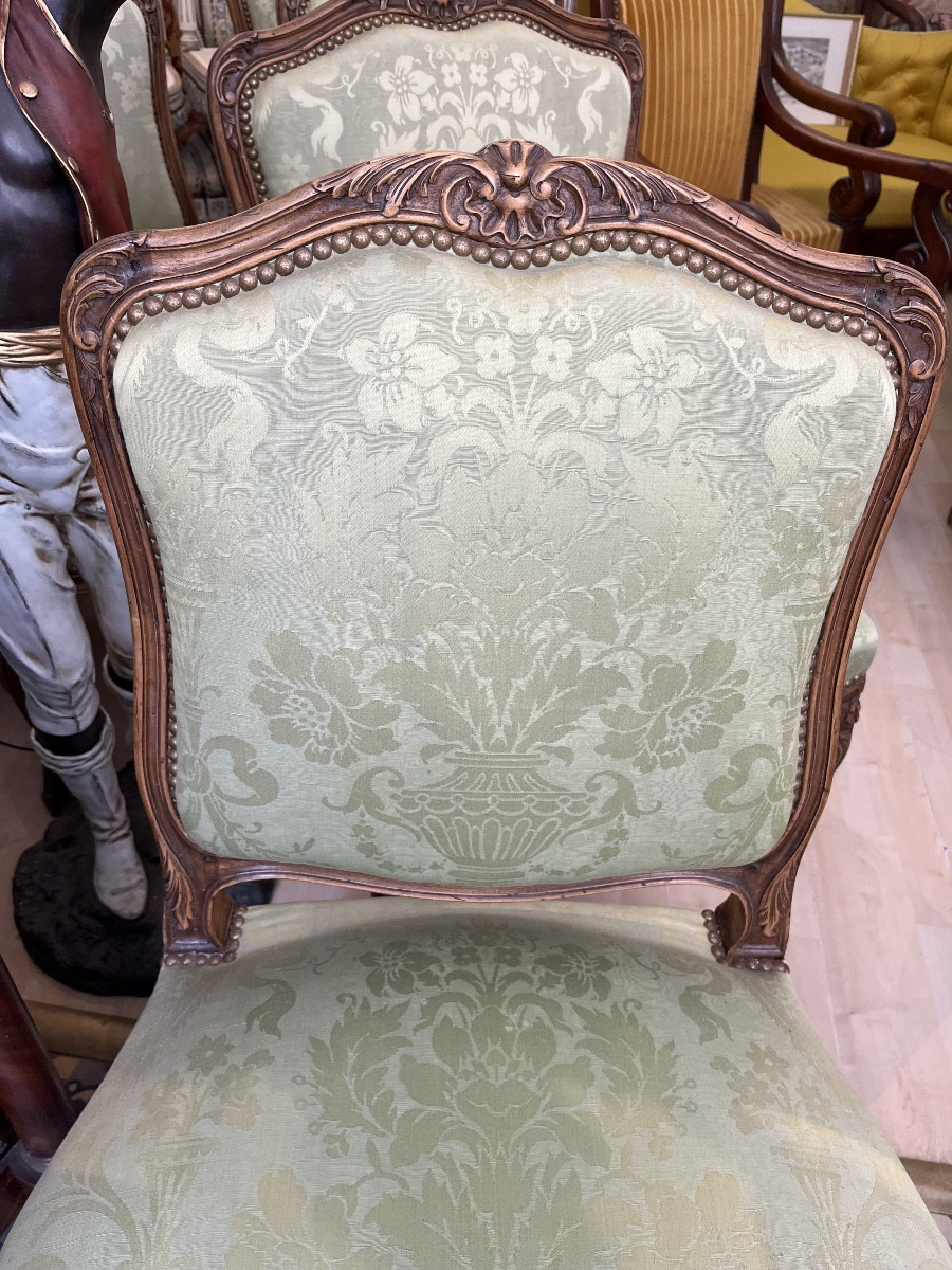 Suite de 10 Chaises et 2 fauteuils de style Louis XV à  dossier à la Reine -photo-1