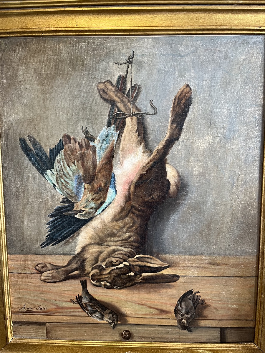 Still Life Painting With Game Signed -photo-3