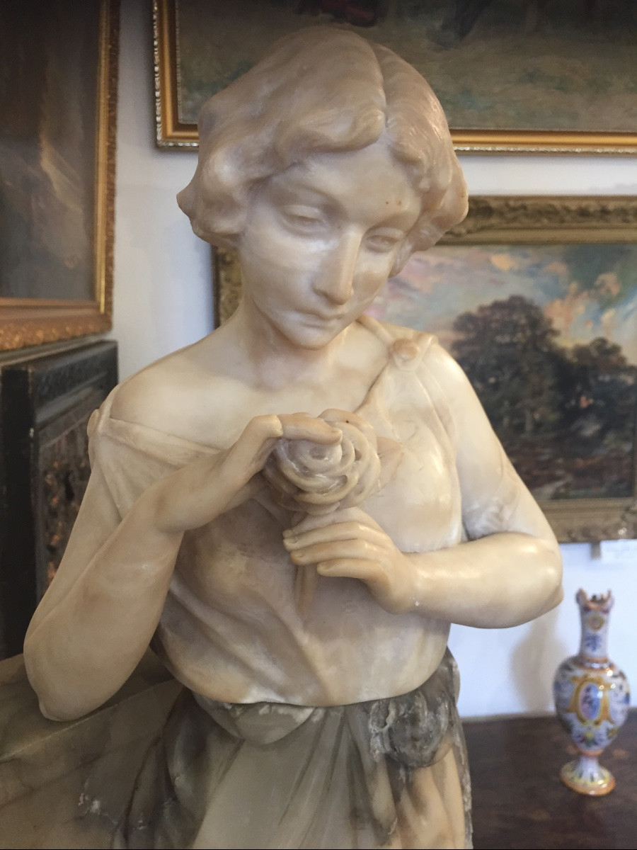 Art Deco Marble Sculpture Of A Woman -photo-2